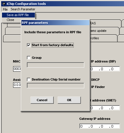 Uložení konfigurace do souboru RPF