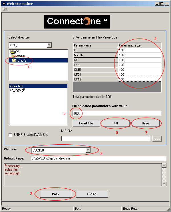 iChipConfig zapakování web serveru