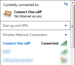 Zobrazení WiFi modulu Connect One v seznamu dostupných Access Pointů